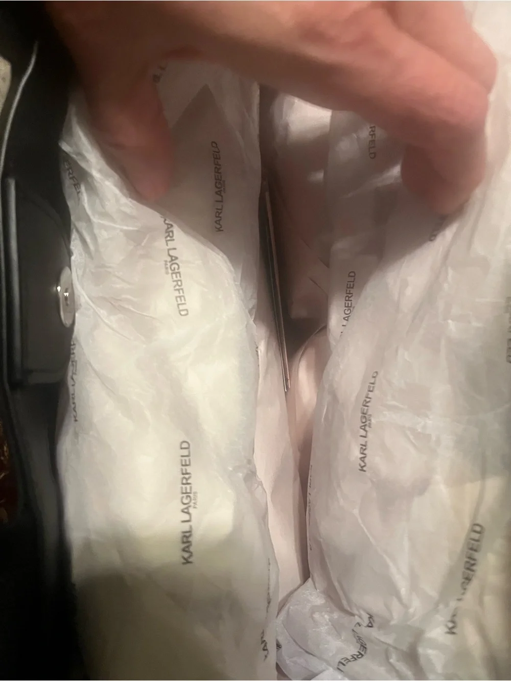 Karl Lagerfeld Black Tote with White Logo and Branded Strap